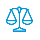 blue outlined icon of a scale