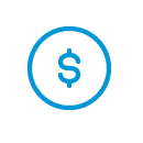 blue dollar sign in a blue circle icon