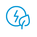 blue lightning bolt and leaf icon