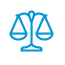 legal scale blue icon
