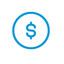 dollar sign in a circle blue icon